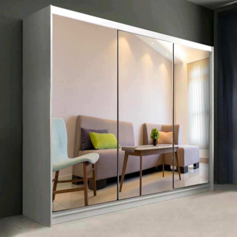 ASTRA 250cm White Mirror Sliding Wardrobe