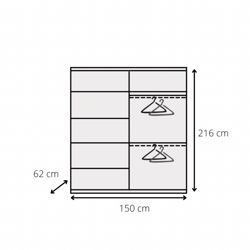 Astra 150cm White Mirror Sliding Wardrobe - Image 3