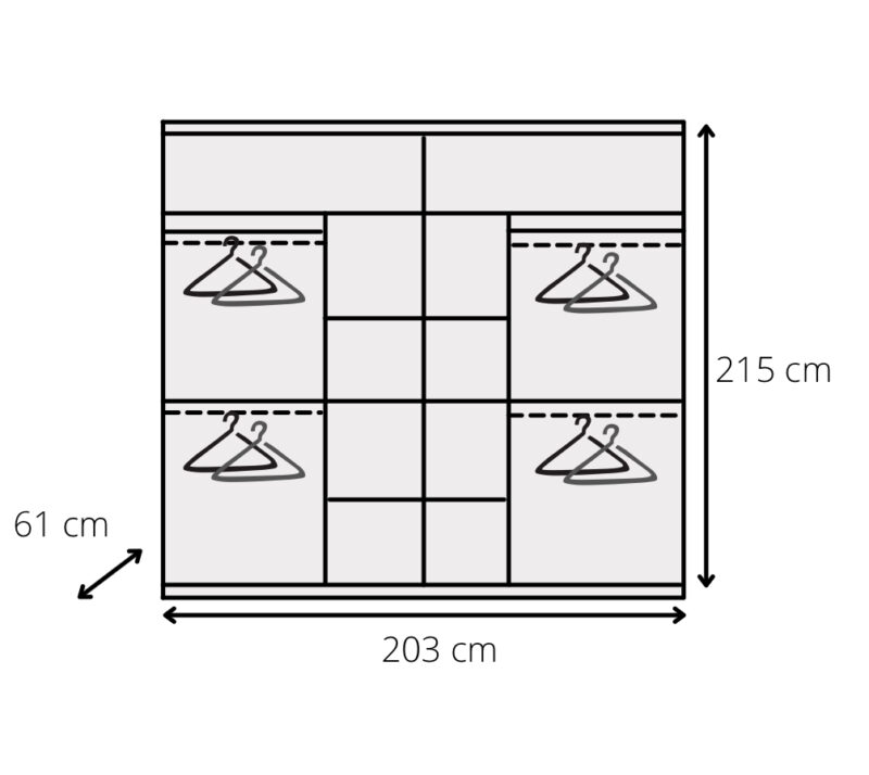 ASTRA 203cm Black Mirror Sliding Wardrobe - Image 5