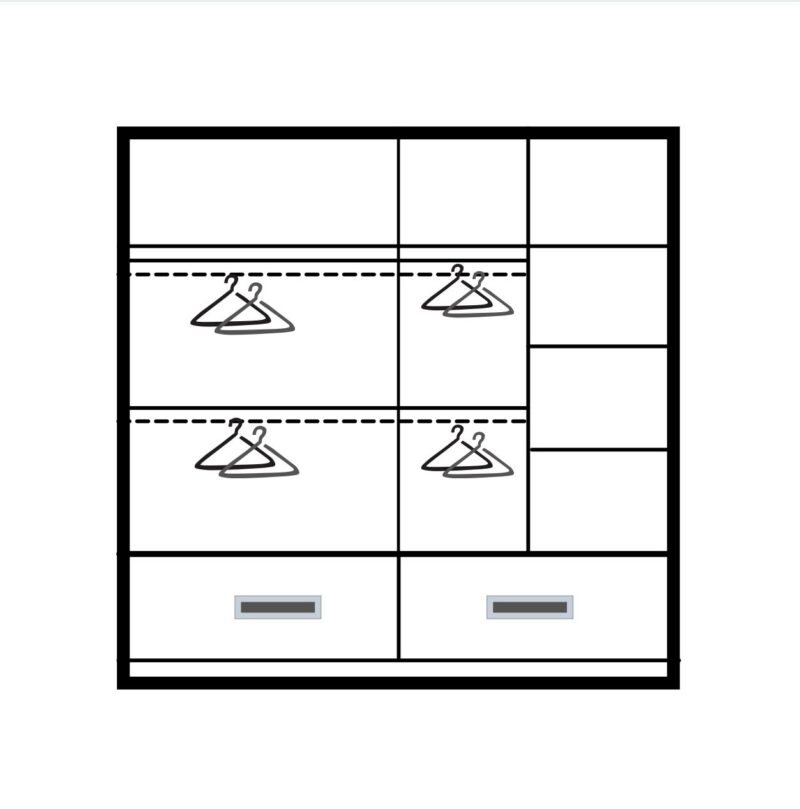 NEXUS 205cm Black Gloss Mirror Sliding Wardrobe - Image 3