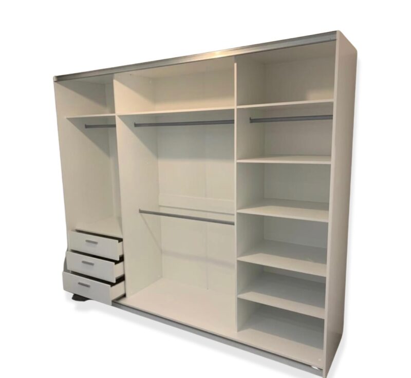 ASTRA 250cm White Mirror Sliding Wardrobe - Image 3