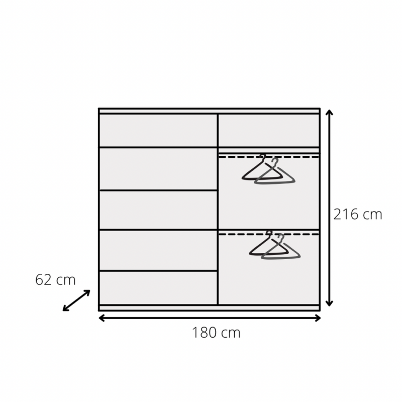EXON 180cm WHITE Mirror Sliding Wardobe - Image 4