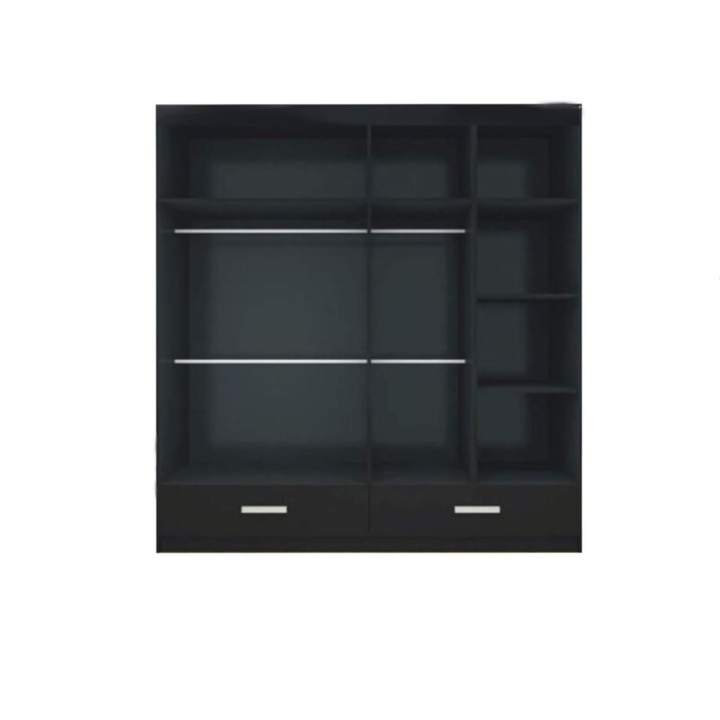 NEXUS 205cm Black Gloss Mirror Sliding Wardrobe - Image 2