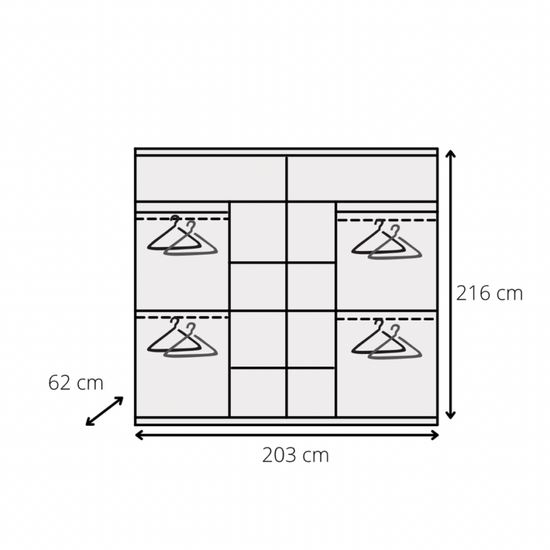 ASTRA 203cm Black Mirror Sliding Wardrobe - Image 6