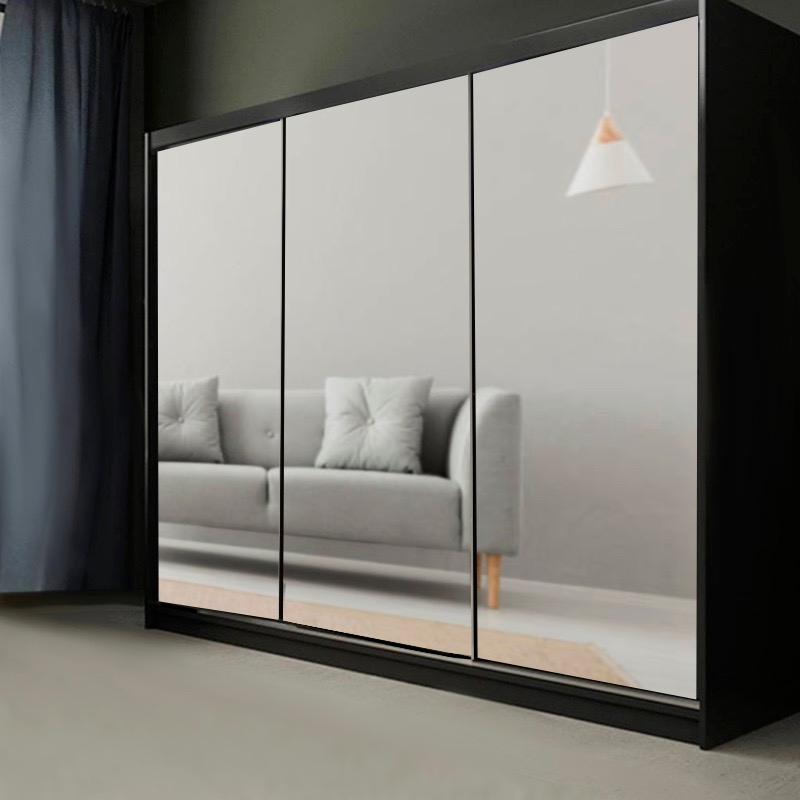 Mirror Sliding Wardrobe Astra Max 250cm Black